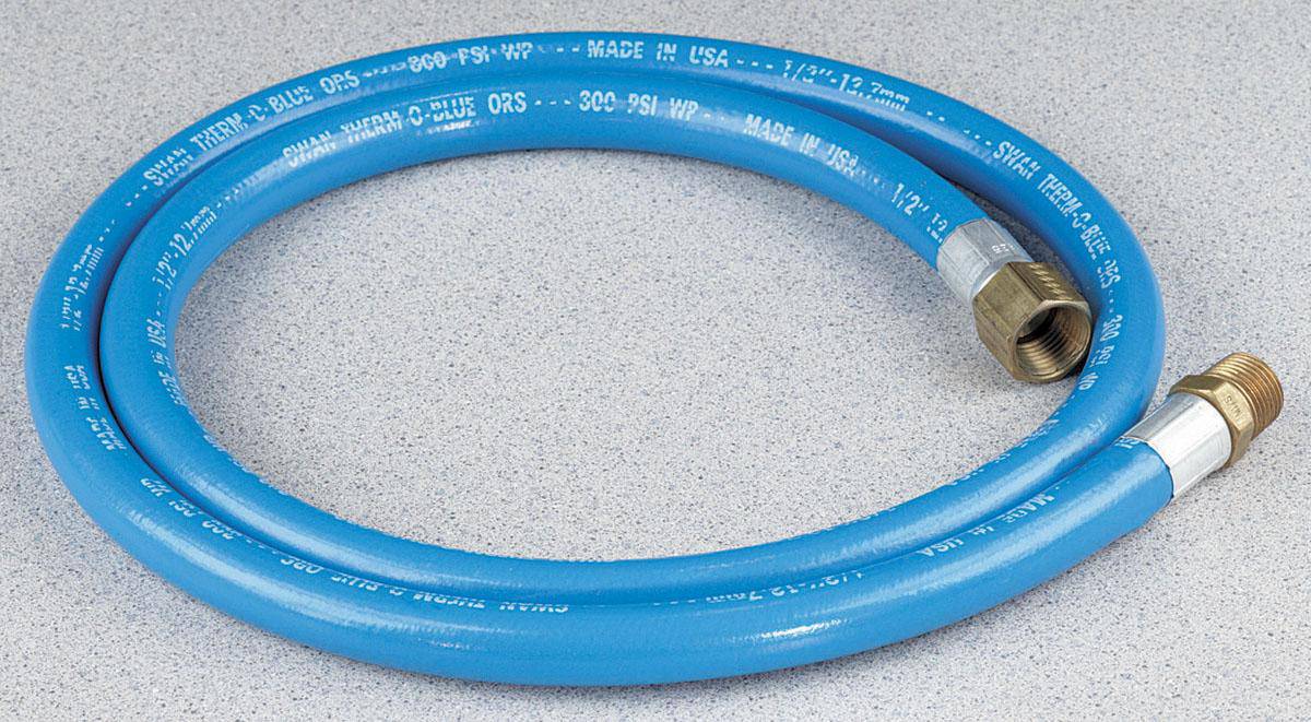 Dynabrade 95870 air hose, 1/2 inch OD x 3/8 inch ID, 5 feet long, flexible air tool hose with durable rubber construction.