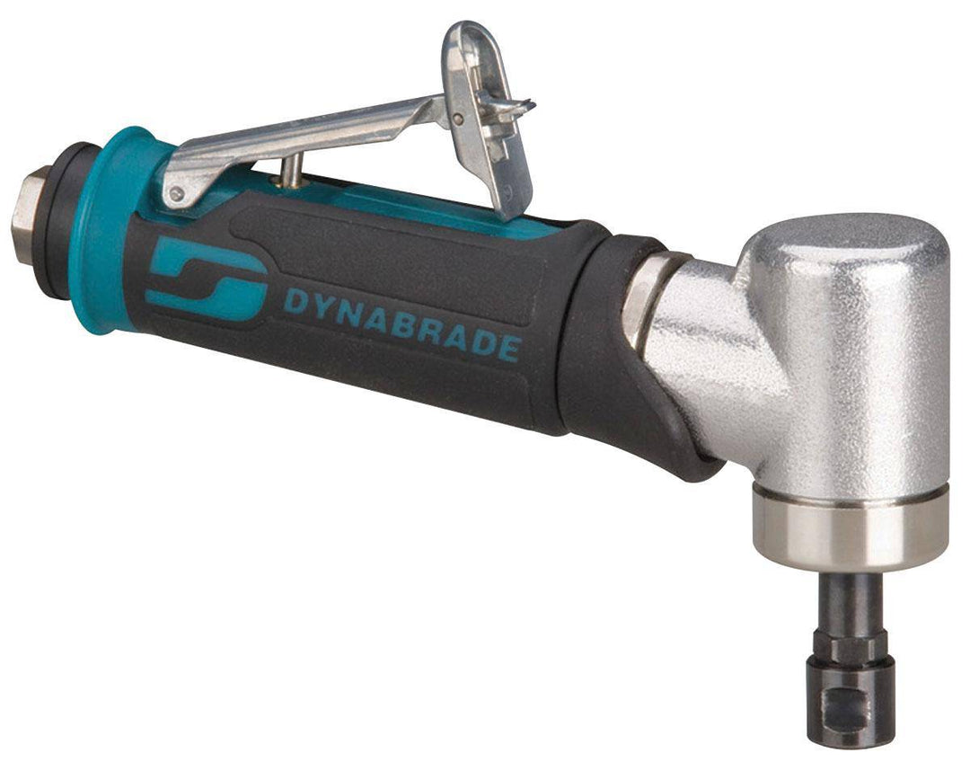Dynabrade 48337 Angle Die Grinder with 7-degree angle, 4 HP, gearless design, 1/4-inch collet for industrial grinding tasks.