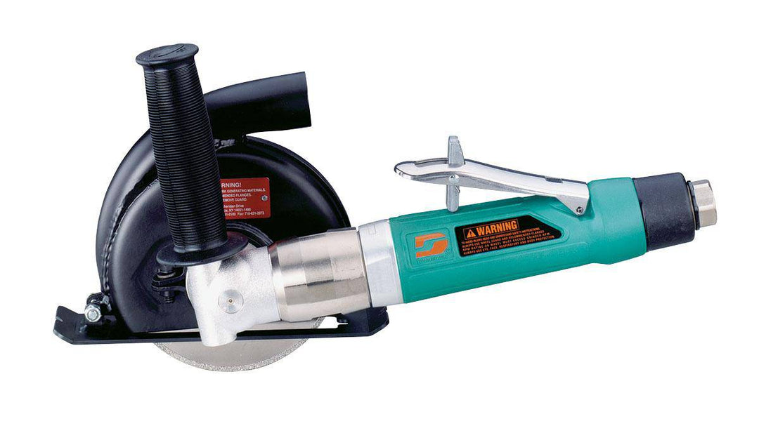Dynabrade 52438 angle die grinder with 5-inch diameter, 7-degree offset vacuum cut-off wheel, 1 HP, 12000 RPM, rear exhaust