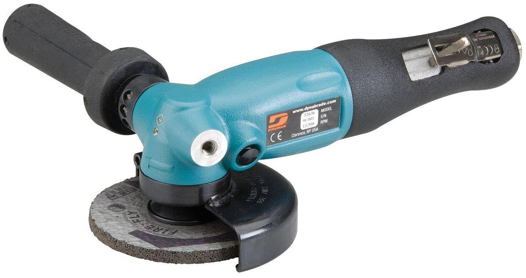 Dynabrade 52638 4.5-inch right angle depressed center wheel grinder with 1.3 HP, 12,000 RPM, M14 x 2 spindle thread.