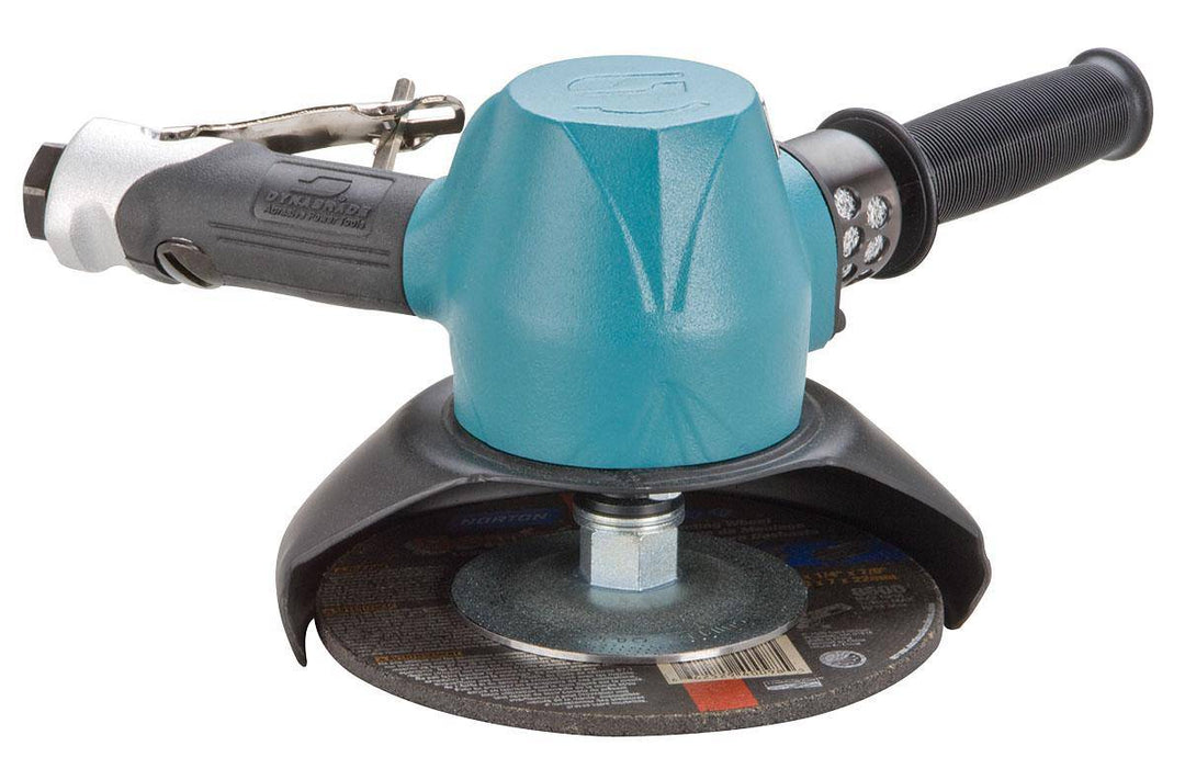 Dynabrade 53234 angle grinder with 7-inch depressed center wheel, 2 HP, 7200 RPM, gearless design, 5/8-11 spindle thread.