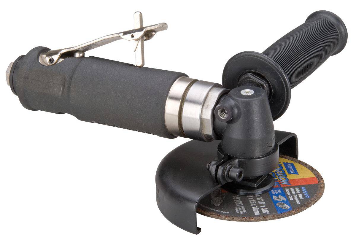 Dynabrade 54744 4-inch right angle cut-off tool with 0.7 HP, 13500 RPM, steel construction, for industrial cutting tasks.