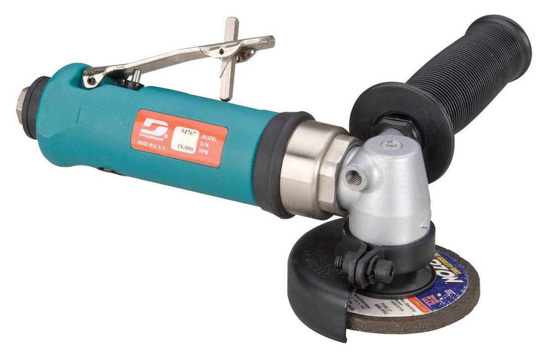 Dynabrade 54767 3-inch right angle grinder with Type 27 depressed center wheel, 0.7 Hp, 18000 rpm, composite body.
