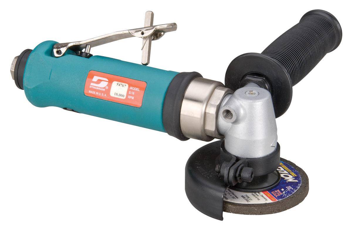 Dynabrade 54767 3-inch right angle grinder with Type 27 depressed center wheel, 0.7 Hp, 18000 rpm, composite body.