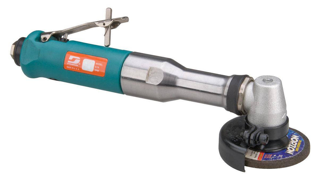 Dynabrade 54769 3-inch diameter right angle grinder with depressed center wheel, 0.7 HP, 18000 RPM, composite construction.