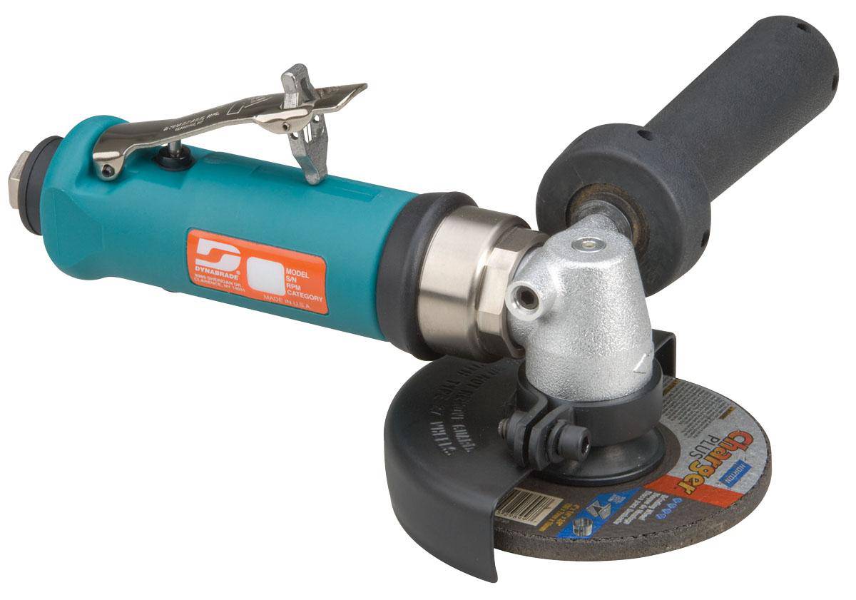 Dynabrade 54775 4-inch right angle grinder with Type 27 depressed center wheel, 0.7 HP, 13,500 RPM, composite body.