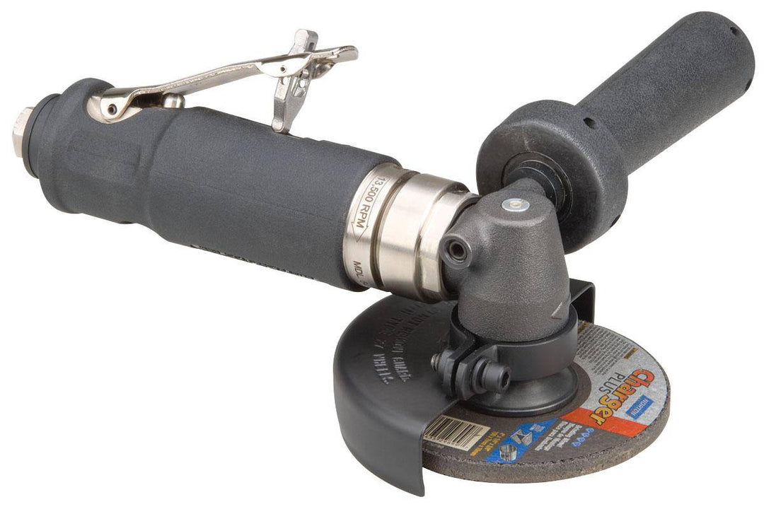 Dynabrade 54787 4-inch right angle grinder with Type 27 depressed center wheel, 0.7 HP, 12000 RPM, steel construction.
