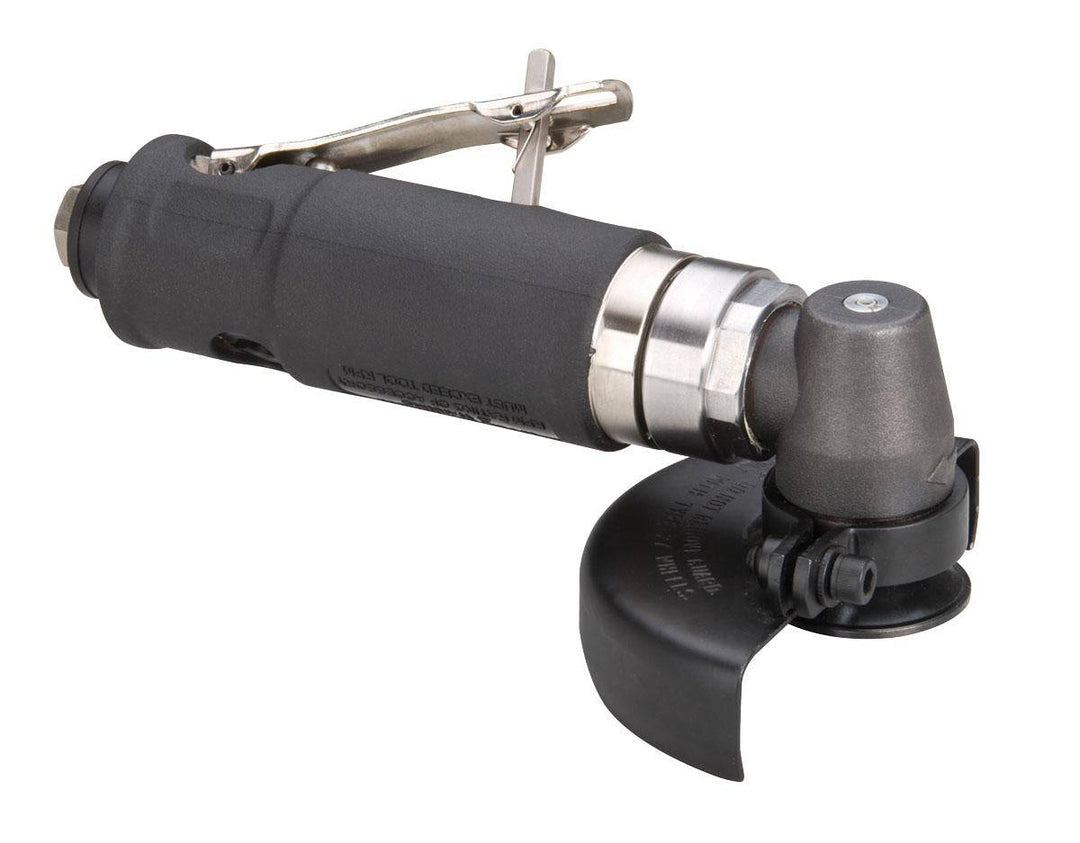 Dynabrade 54791 4-inch right angle grinder with Type 27 depressed center wheel, 0.7 HP, 13500 RPM, steel construction.