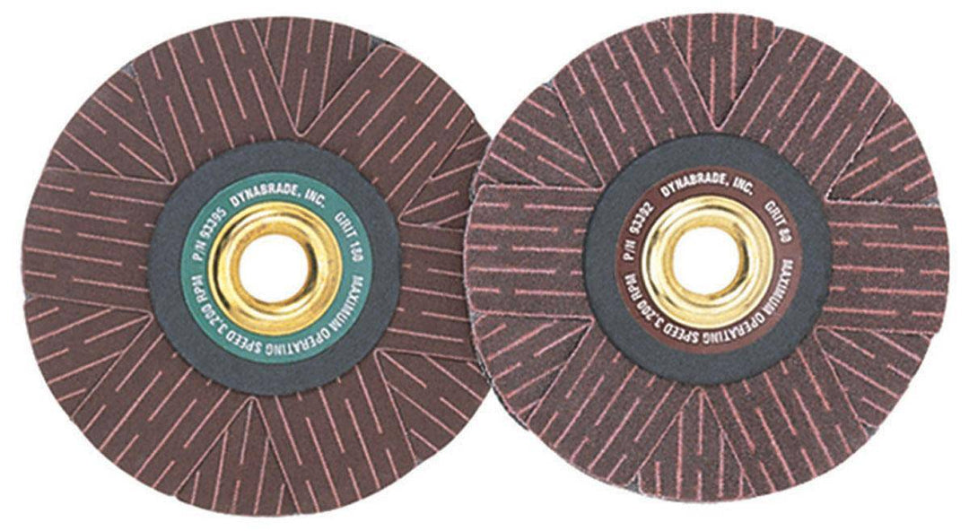 Dynabrade 93392 4-inch x 1/2-inch arbor mounted sanding star with 80 grit aluminum oxide for grinding and finishing.
