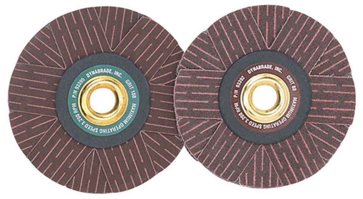 Dynabrade 93392 4-inch x 1/2-inch arbor mounted sanding star with 80 grit aluminum oxide for grinding and finishing.