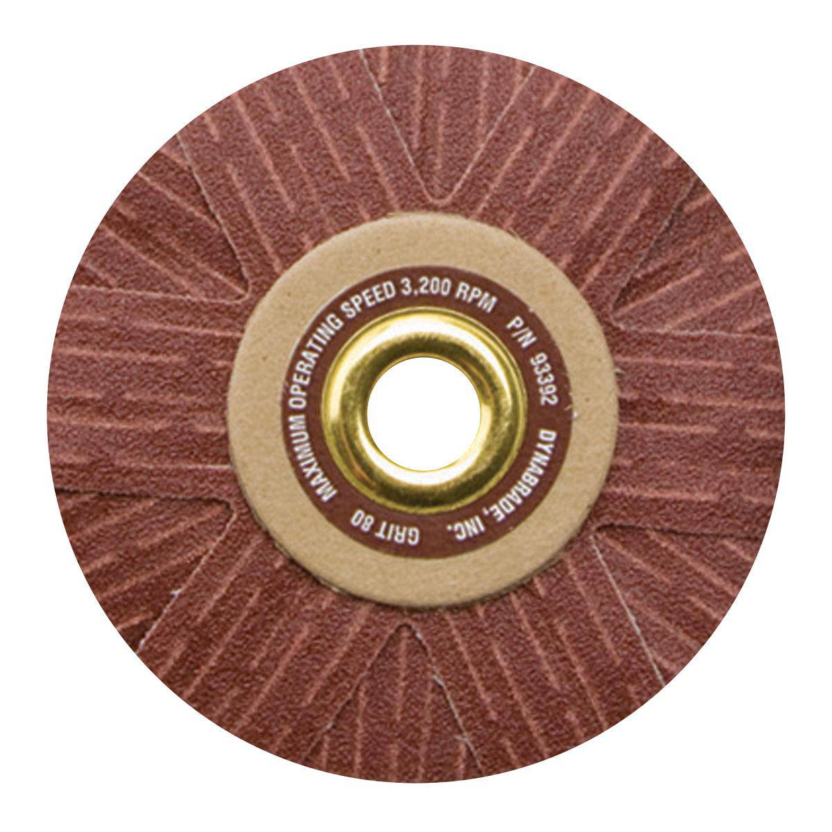 Dynabrade 93393 4-inch aluminum oxide sanding star with 1/2-inch arbor mount, 120 grit for surface smoothing and finishing.