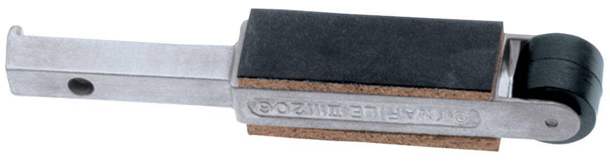 Dynabrade 11206 arm with 5/8-inch rubber wheel belts, 18-inch length, compatible with power tools or abrasive equipment.