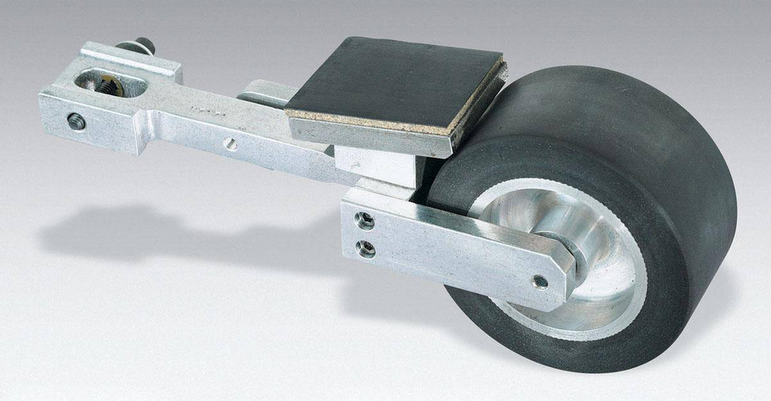 Dynabrade 67213 cutlery arm with flat rubber, 4x2 size, 50 duro hardness, used for industrial power tools and machinery.