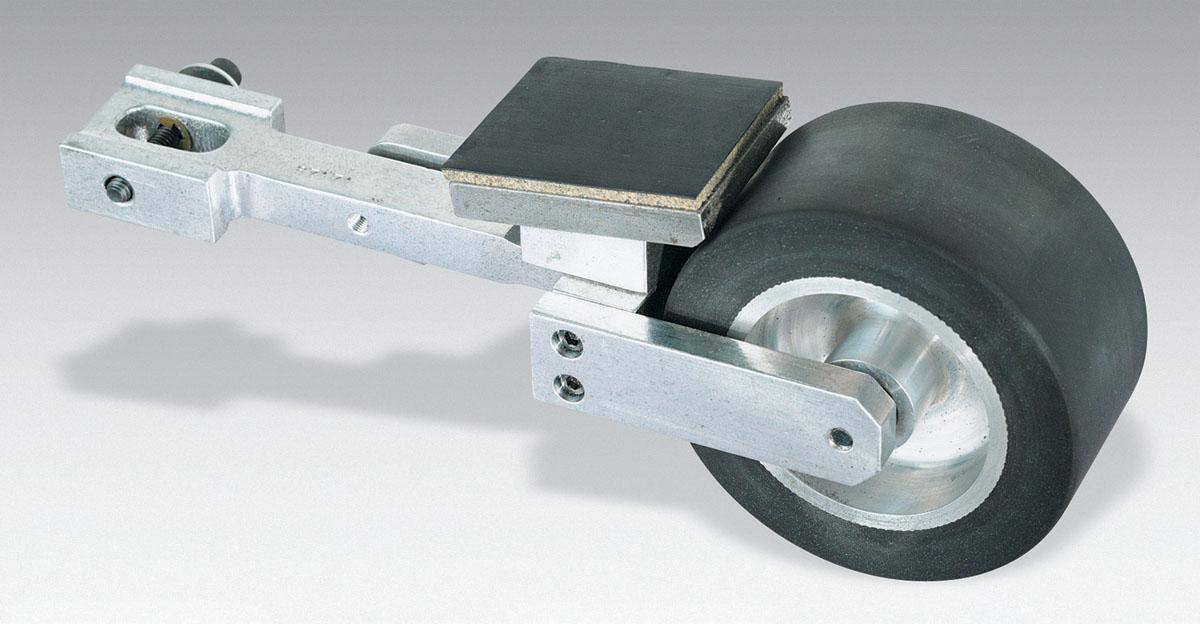 Dynabrade 67213 cutlery arm with flat rubber, 4x2 size, 50 duro hardness, used for industrial power tools and machinery.
