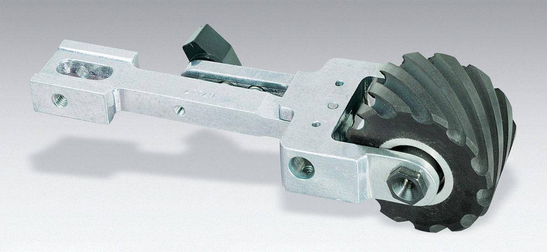 Dynabrade Power Arm 2-3/4x2 90 Duro serrated rubber arm for power tools, durable and versatile for heavy-duty applications.