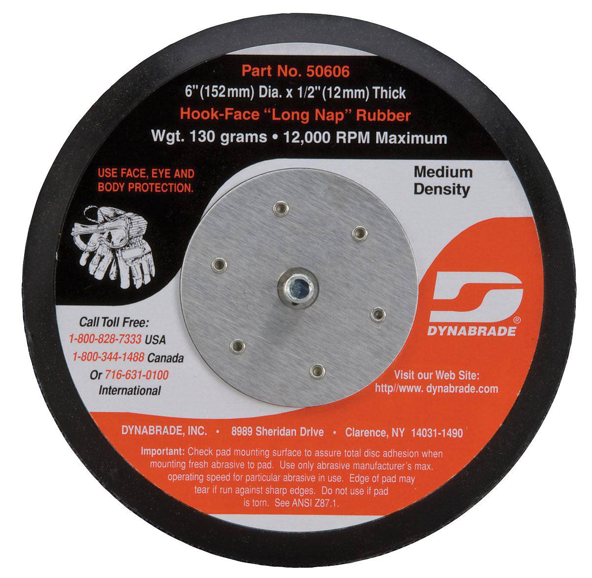Dynabrade 50606 backup pads with long nap hook-face for medium polishing or grinding, designed for durable surface finishing.