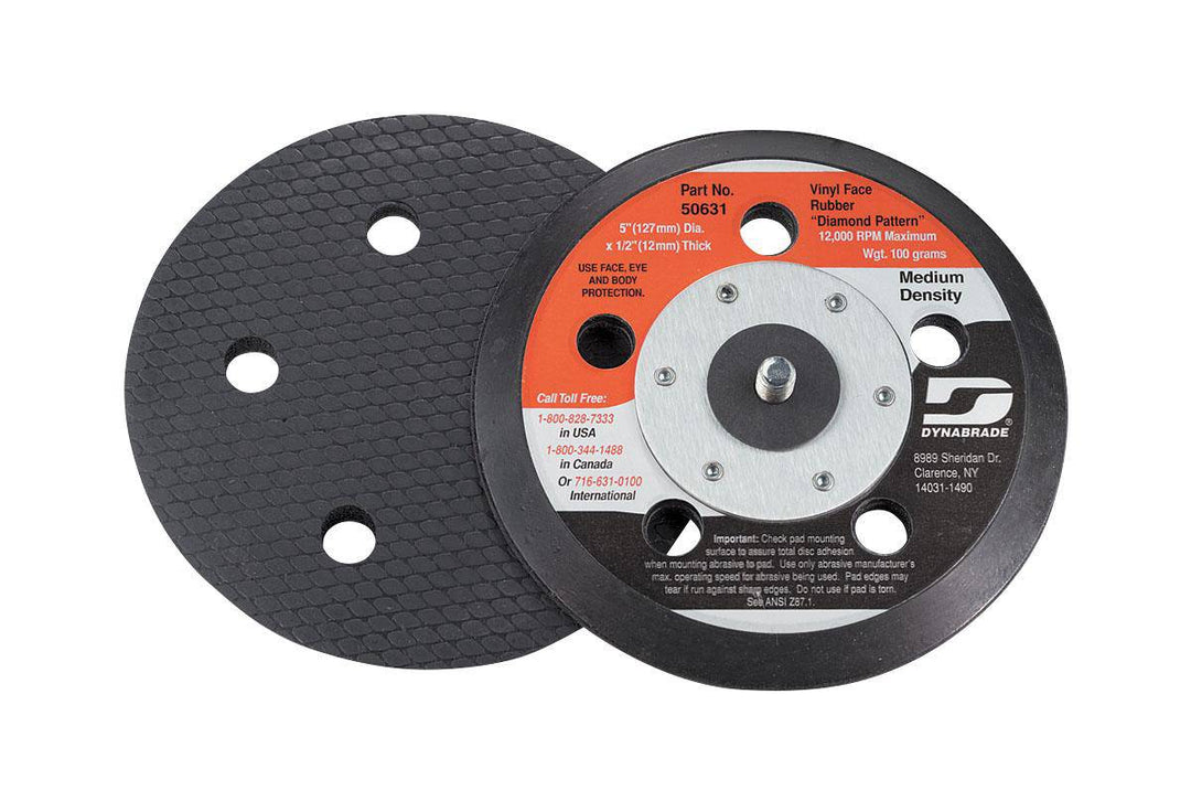Dynabrade 50631 Backup Pads Stikit Black, 5x5H, durable backing pads for sanding and polishing tools.
