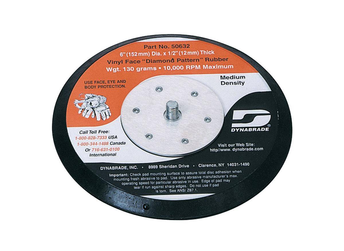 Dynabrade 50632 backup pads, Stikit black, 6-inch size, used for sanding and polishing applications.