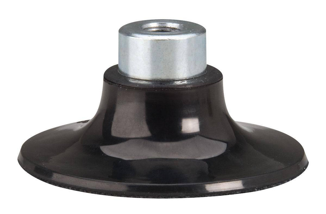Dynabrade 51347 3-inch diameter locking-type disc pad for backup polishing and grinding, showing the durable metal backing and locking mechanism.