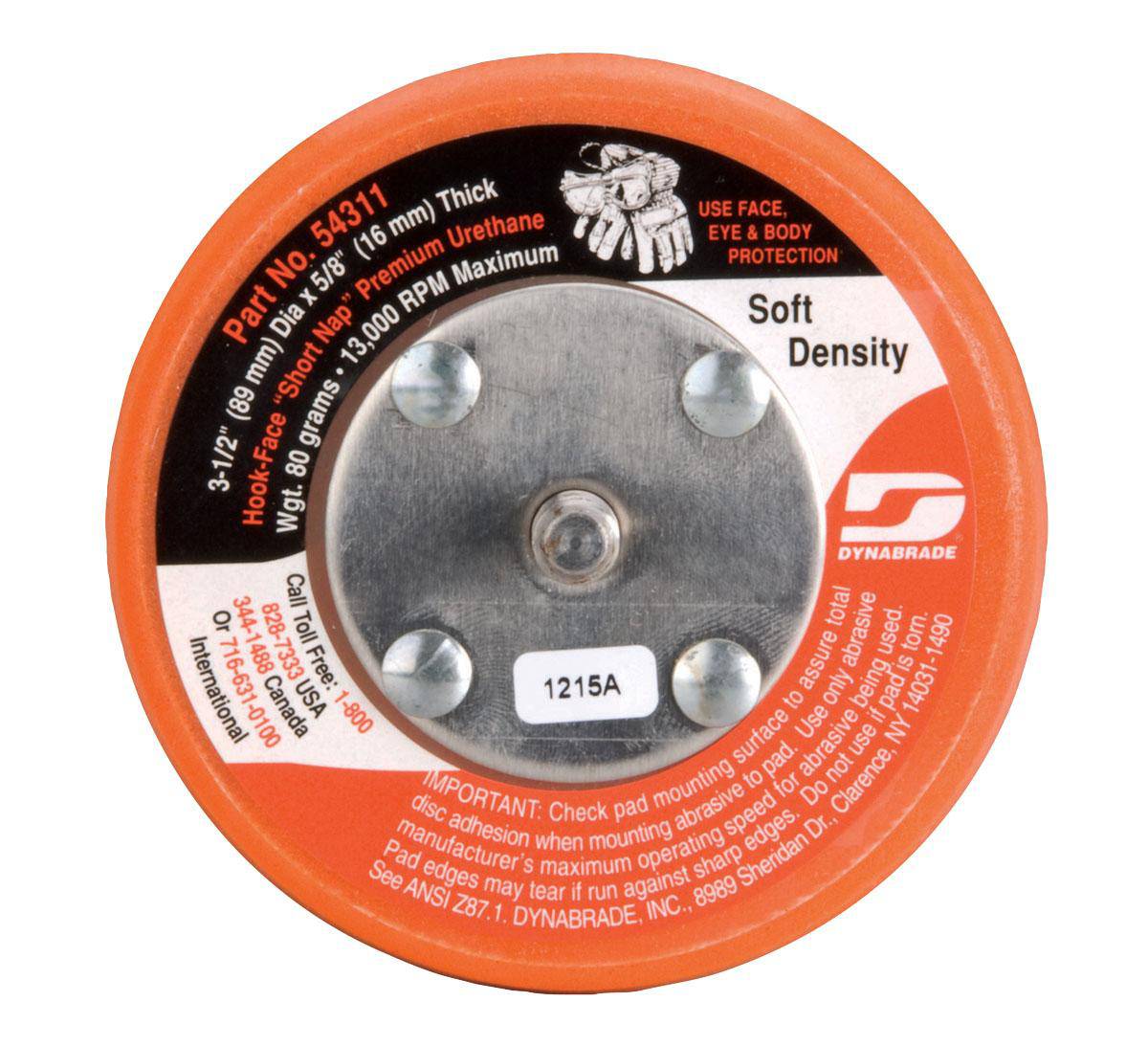 Dynabrade Backup Pads Hookit Soft Density 3-1/2 inch for polishing and sanding applications.