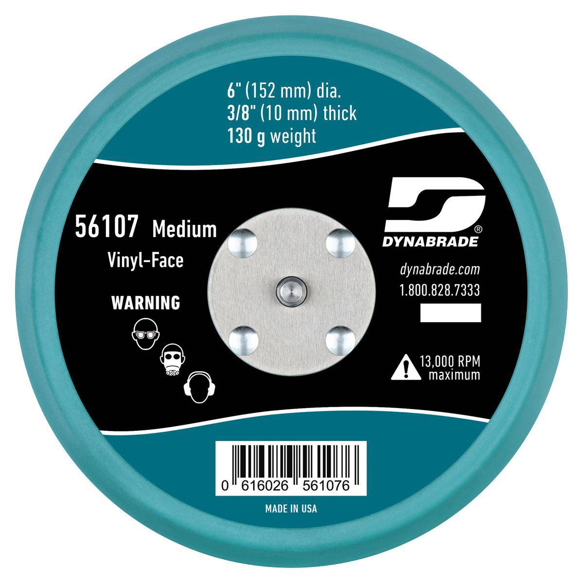 Dynabrade 56107 yellow Stikit backup pads, medium size, for rotary tools, shown in close-up with textured surface.