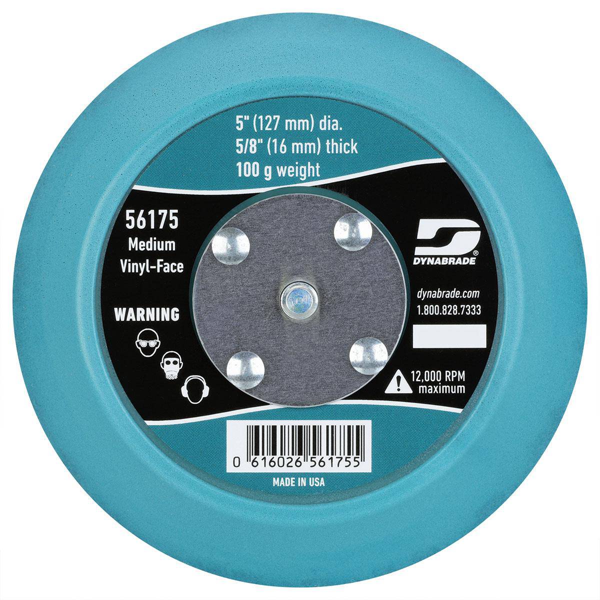 Dynabrade 56175 5-inch diameter non-vacuum disc pad with vinyl face, designed for backup pad use in polishing and grinding.