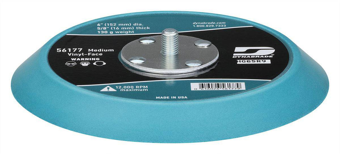 Dynabrade backup pads with Stikit low profile design, 5/8 inch thick blue pads for durable sanding and polishing applications.