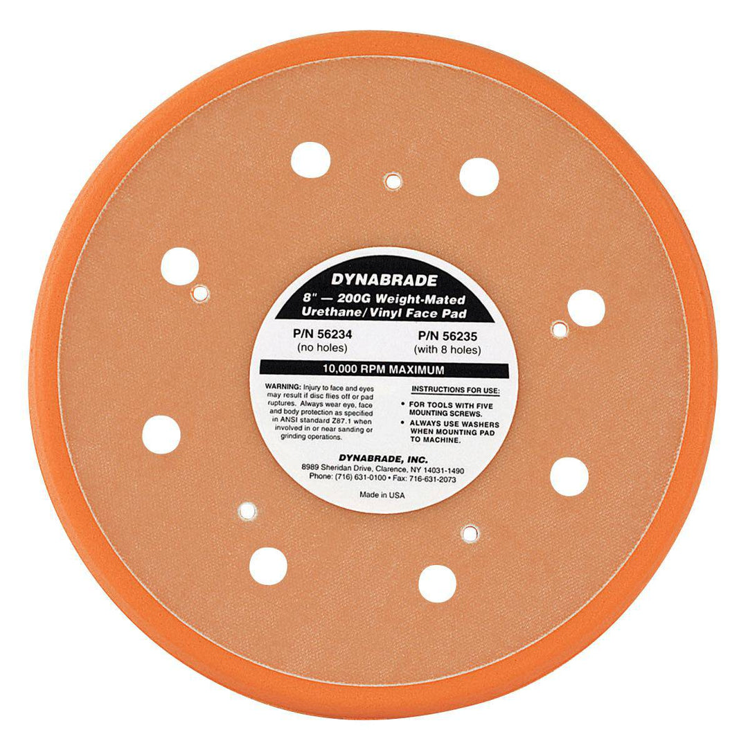 Dynabrade 56235 8-inch vacuum disc pad with vinyl face, designed for backup pads used in polishing and sanding.
