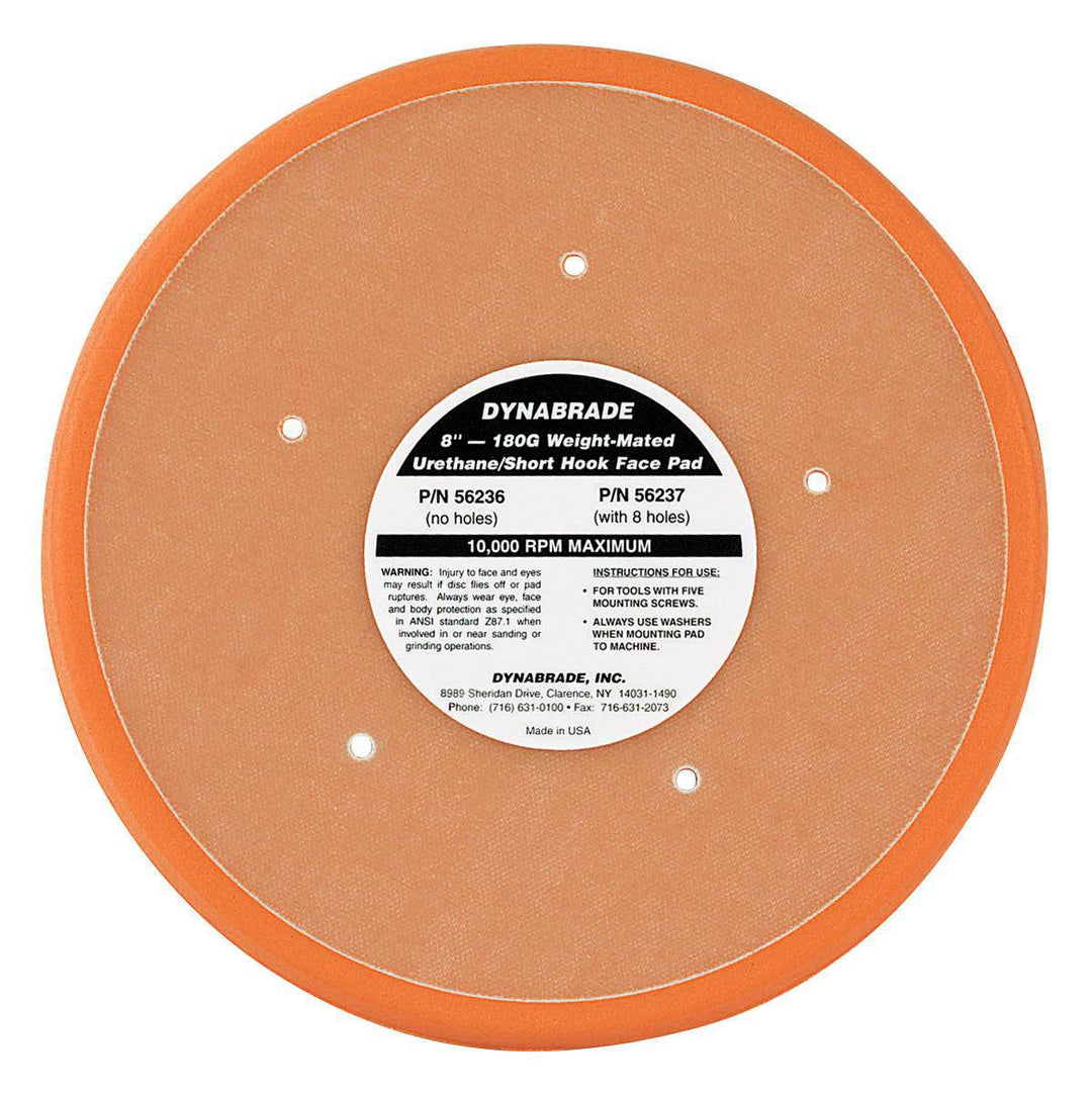 Dynabrade 56236 8-inch diameter non-vacuum disc pad with hook face and short nap for backup pad applications.