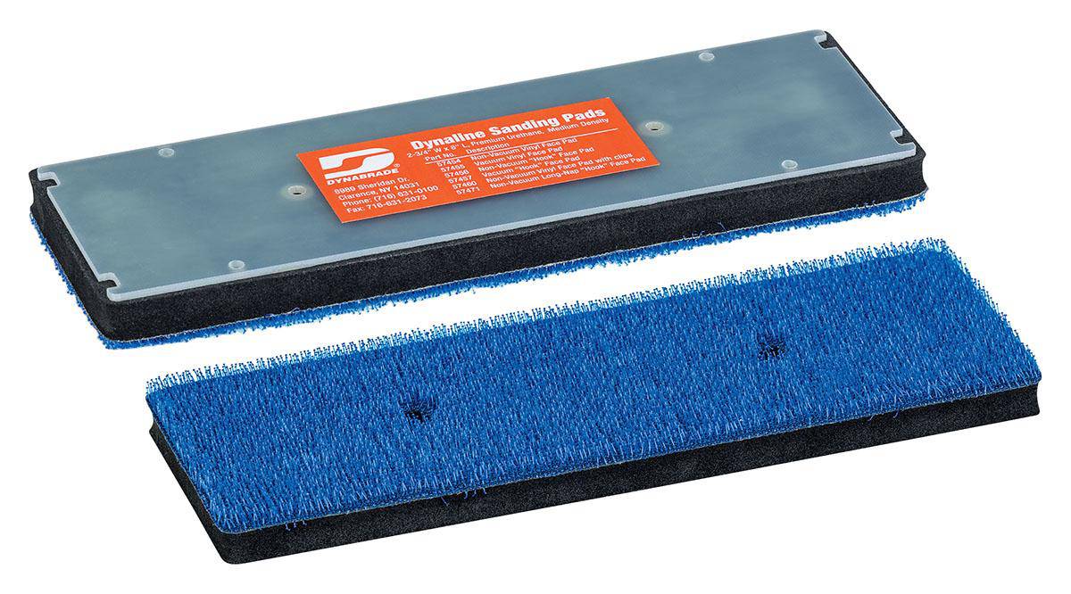 Dynabrade 57471 Hookit long nap yellow backup pad, 2-3/4x8 inches, for polishing and sanding applications.