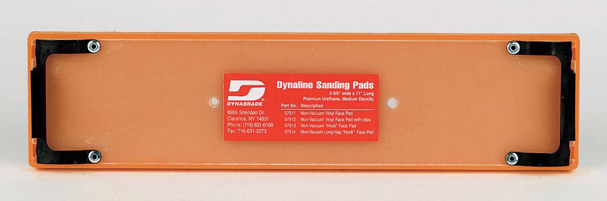 Dynabrade 57512 backup pad with vinyl face, 2-3/4 inch diameter, 11-inch length, non-vacuum file board disc pad with clips.