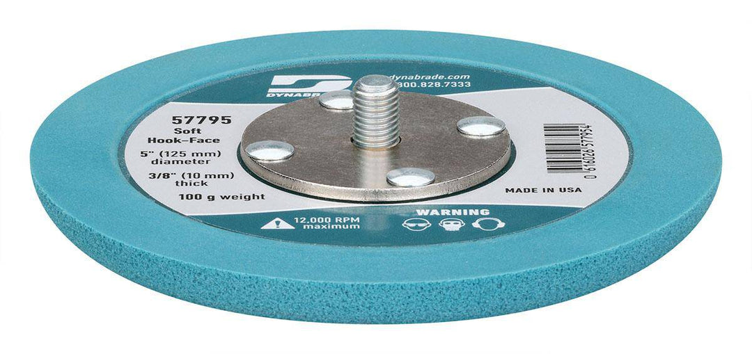 Dynabrade 57795 5-inch diameter non-vacuum backup disc pad with hook-face radius for grinding and polishing tools.