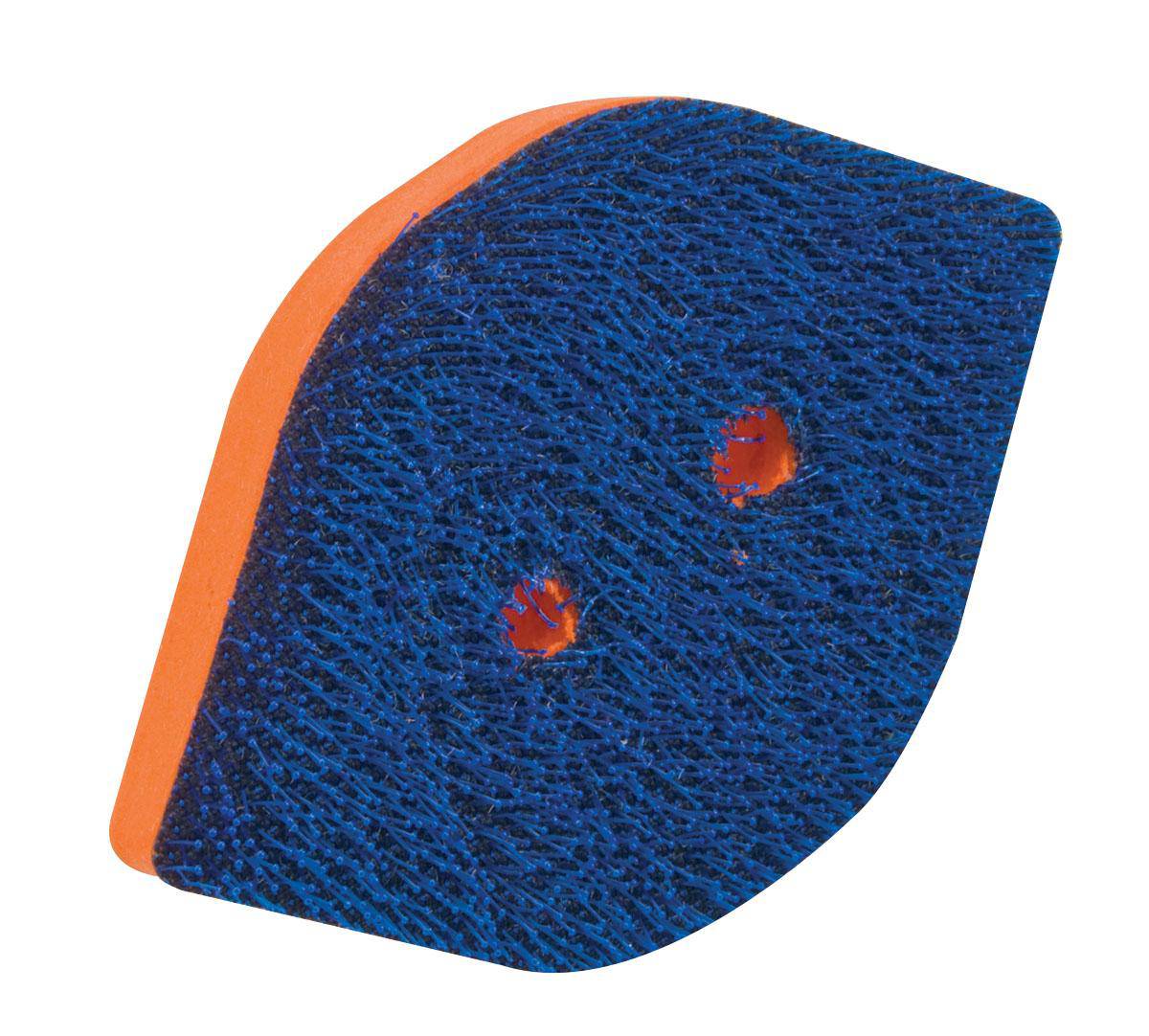 Dynabrade Dynafine 57954 backup pad with tear drop shape, hook face, long nap, 3-3/4 W x 2-3/8 L non-vacuum disc pad.