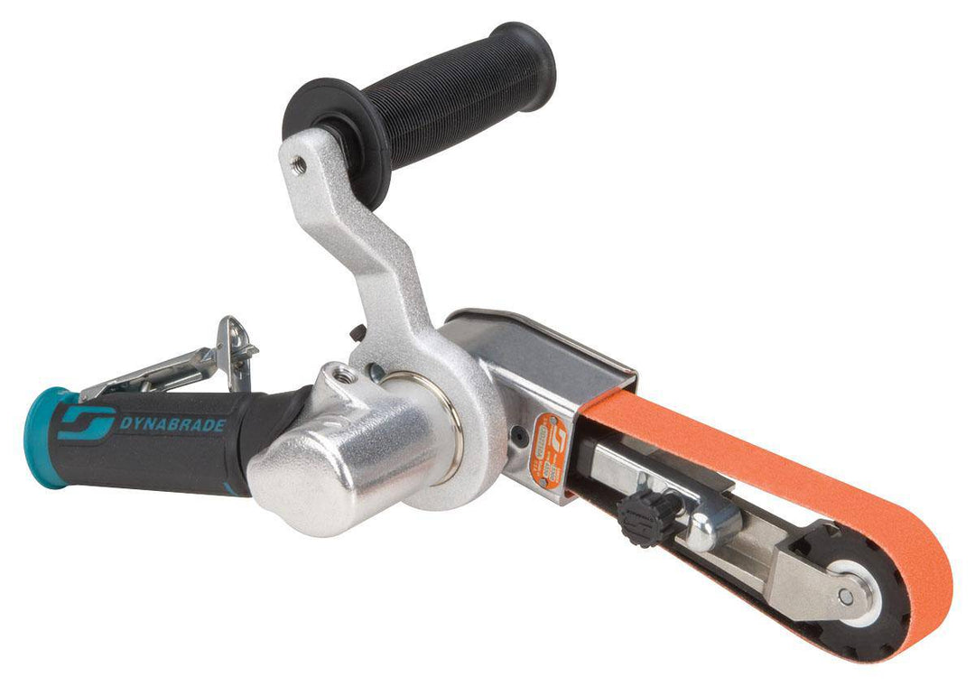 Dynabrade Dynafile 15300 pneumatic belt sander with 1x18 inch belt, used for smoothing and finishing surfaces.