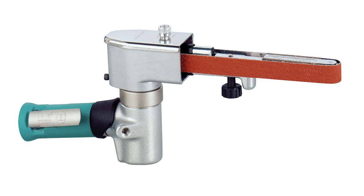 Dynabrade Dynafile III abrasive belt sander with 7 HP, 7-degree offset, 20000 RPM, front exhaust, 5/8 inch belt.