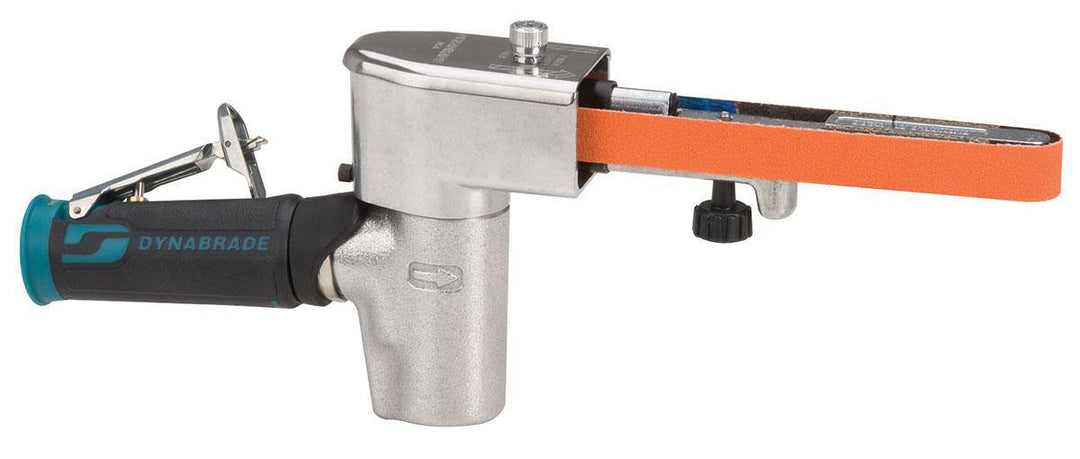 Dynabrade Dynafile 40320 pneumatic belt sander with 3/4x18 inch belt, featuring high-speed sanding for professional use.
