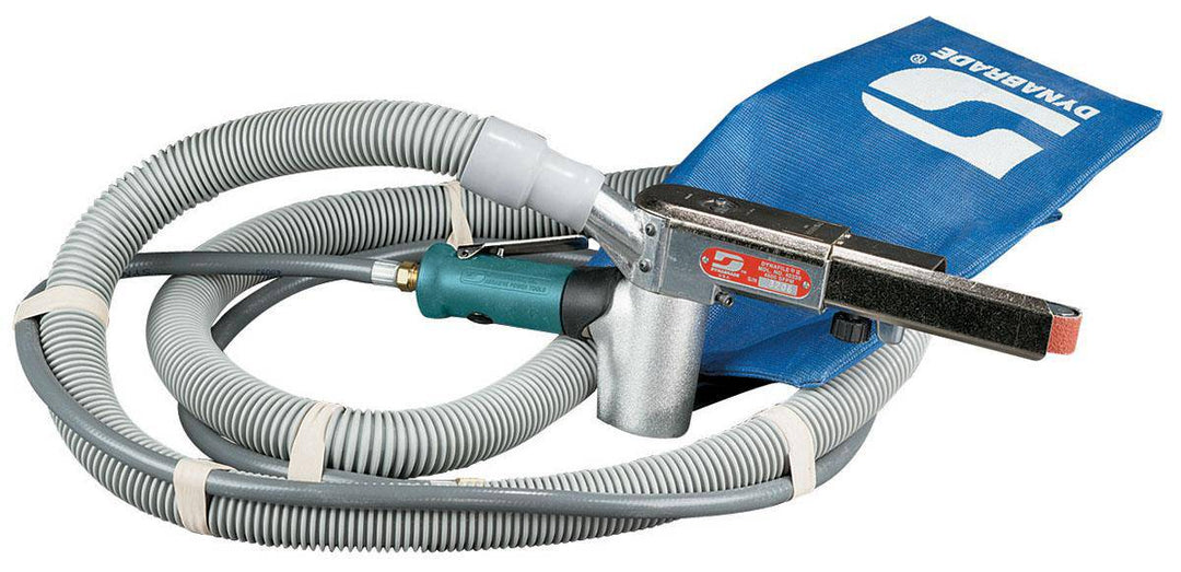 Dynabrade Dynafile 40330 vacuum belt sander with 4 HP, 7-degree offset, 25000 RPM, front exhaust, 1/4-3/4x18 belt.