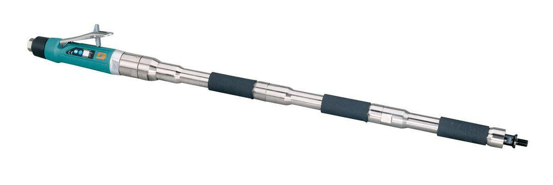 Dynabrade 53523 polisher with triple extension, 1 HP straight-line buffer, 3400 RPM, rear exhaust, 1/2 inch-20 spindle thread.