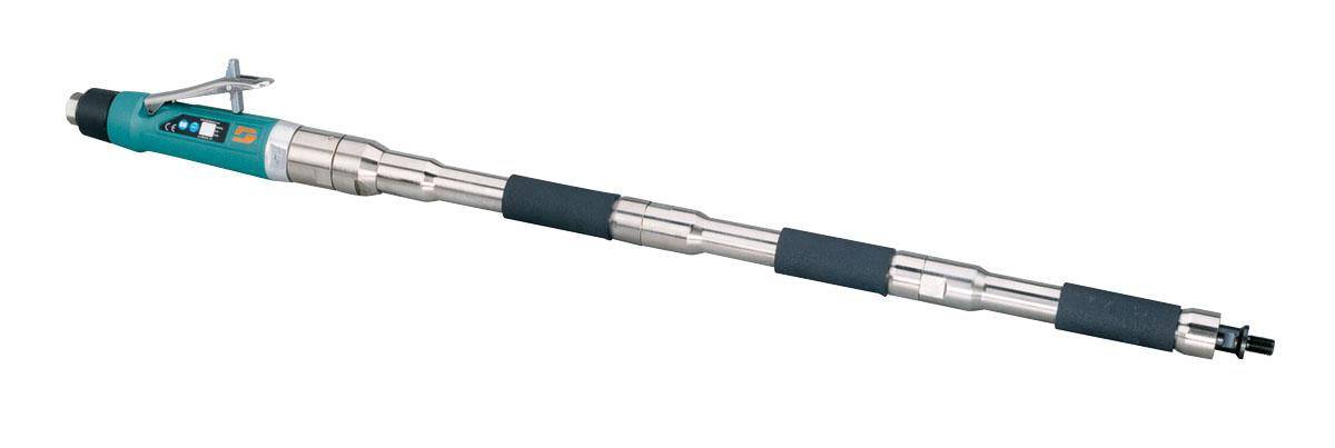 Dynabrade 53523 polisher with triple extension, 1 HP straight-line buffer, 3400 RPM, rear exhaust, 1/2 inch-20 spindle thread.