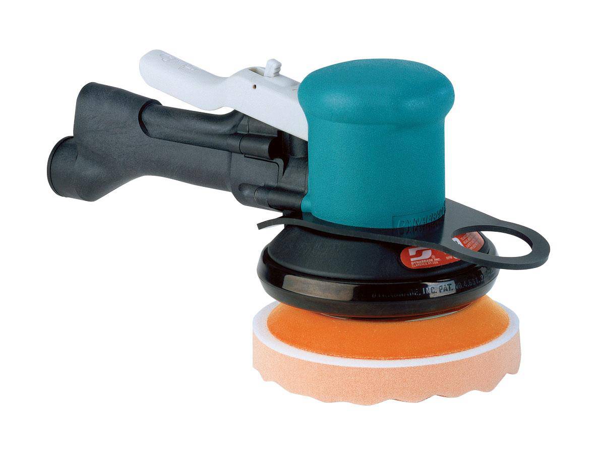 Dynabrade 58455 5-inch random orbital polisher with rear exhaust, 0.3 HP, 10,000 RPM, and 5/16-24 female thread for buffing and polishing.