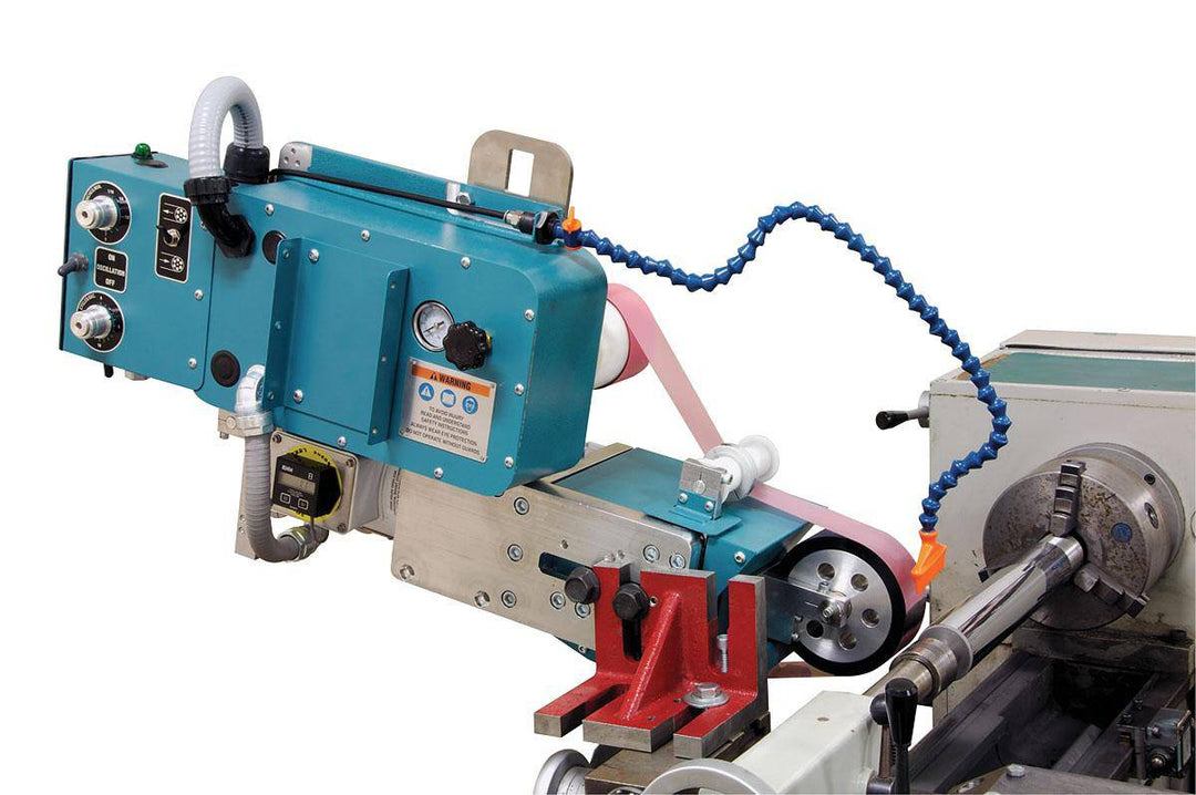 Dynabrade Superfinisher collector accessory for 230V, 1-phase, 60Hz power tools, shown with attached components and connectors.