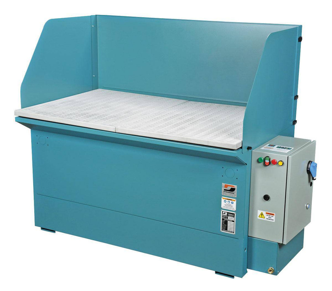 Dynabrade 64401 metal capture downdraft table, 36 inches wide by 60 inches long, for dust collection and industrial workspaces.