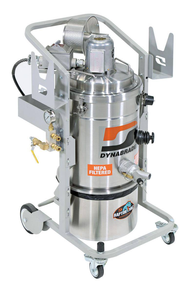 Dynabrade Raptor 61450 portable electric vacuum system with collection accessories for industrial cleaning and dust collection.