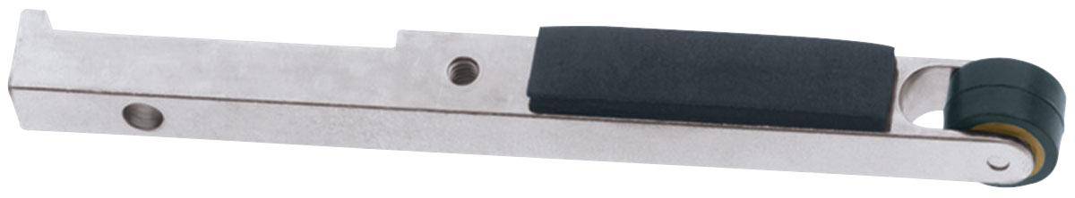 Dynabrade 11228 Contact Arm Assembly with 5/8 inch rubber wheel and high-duty version, designed for durable industrial use.