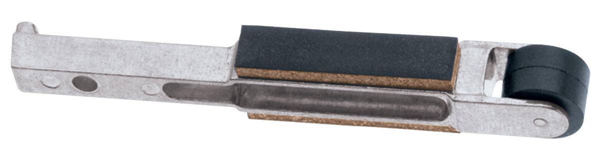Dynabrade 11231 contact arm assembly with 3/4x1/2 inch rubber wheel and 1/2 inch W platen, for industrial power tools.