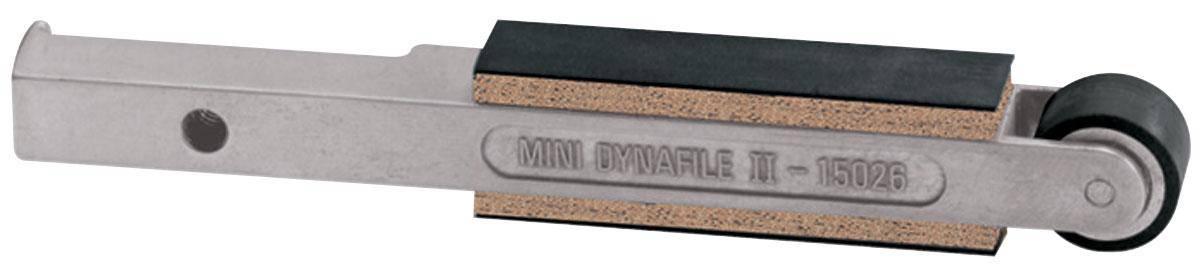 Dynabrade 15026 contact arm assembly with metal and ergonomic handle for power tool attachment.