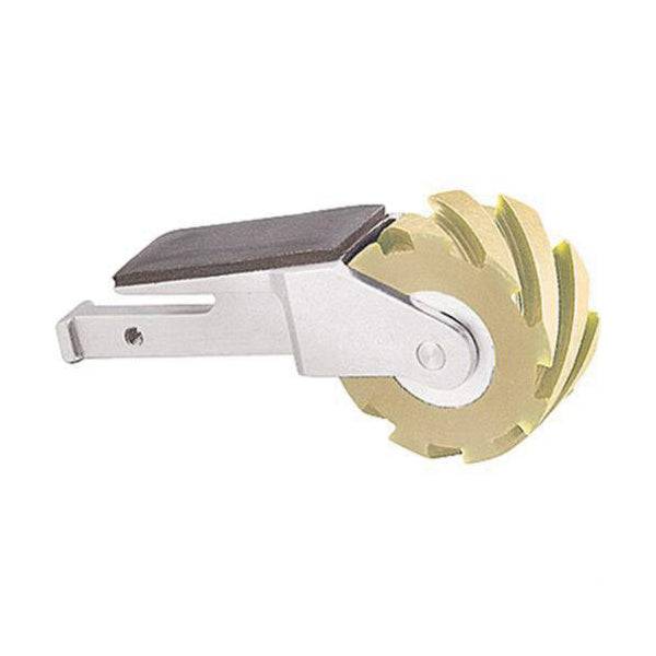 Dynabrade 15350 contact arm assembly with serrated wheel, designed for industrial grinding and polishing tools.