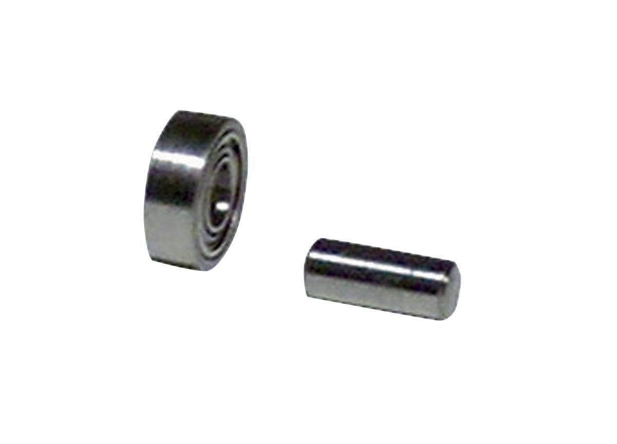 Dynabrade 11066 contact wheel assembly with 5/16 inch diameter, 1/8 inch width, flat steel face, for industrial grinding tools.