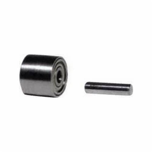 Dynabrade 11075 steel contact wheel with 7/16-inch diameter and 3/8-inch width, featuring a crown face for grinding and polishing.
