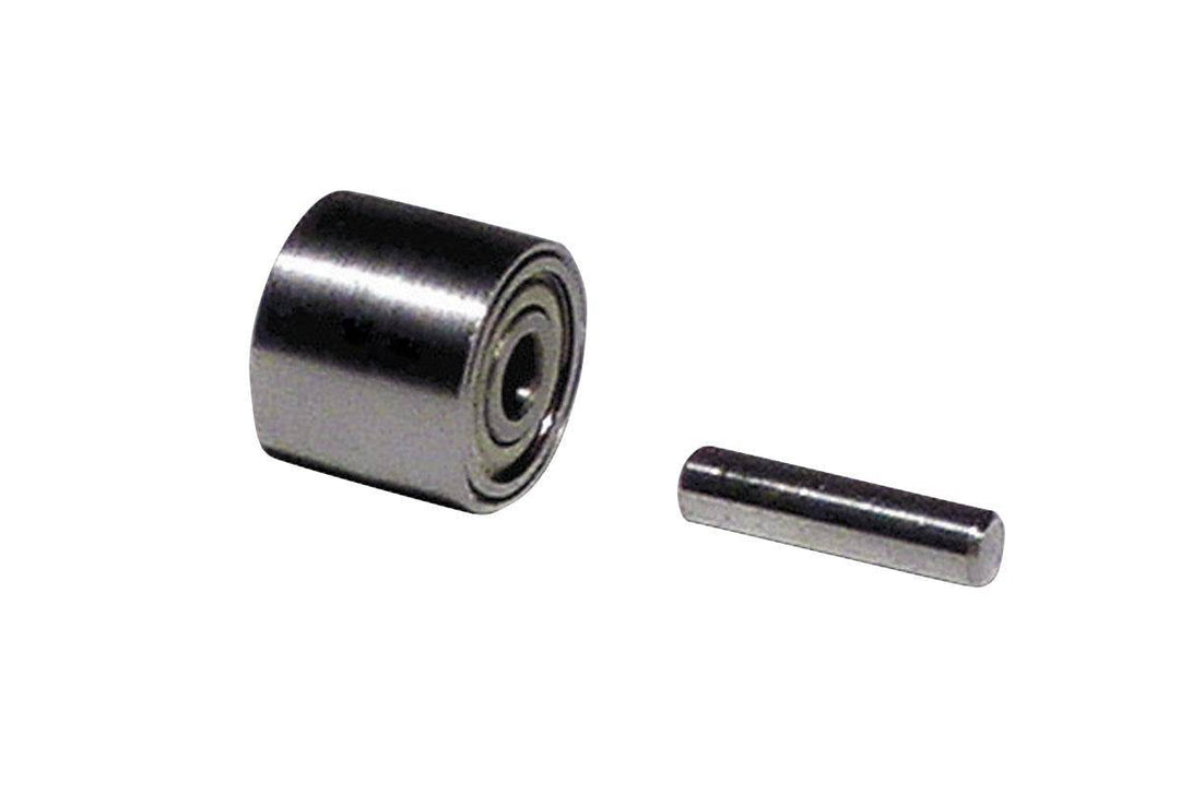 Dynabrade 11076 contact wheel assembly with 7/16 inch diameter, steel crown face, 3/8 inch width, and 3/8 inch I.D.